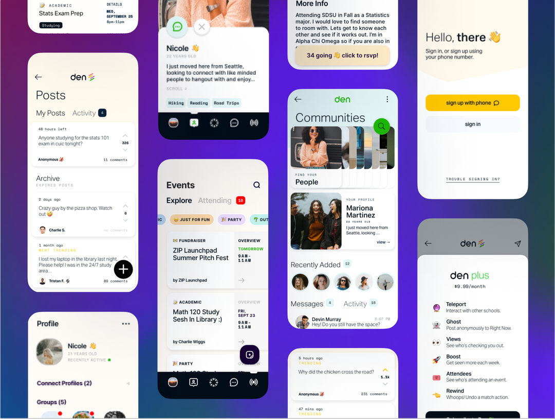 UI/UX of Den App